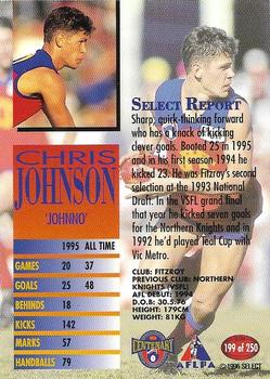 1996 Select AFL #199 Chris Johnson Back